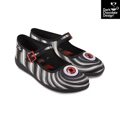 Abyss Mary Jane Flats with Hypnotic Eye Design
