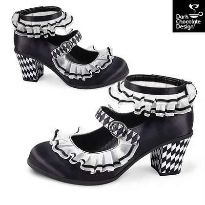 Arlequin Mid Heels Gothic Ruffle Mary Janes