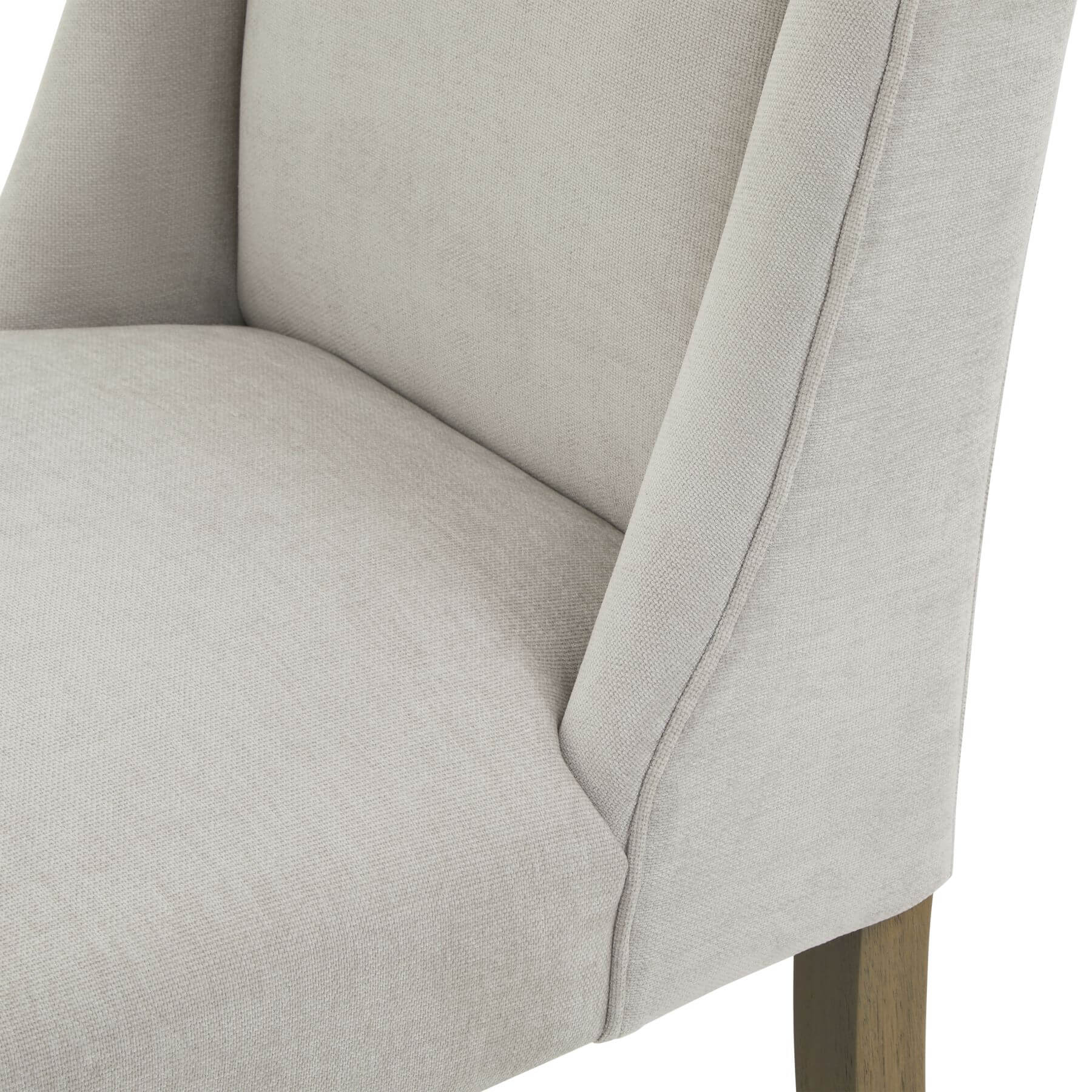 Compton Grey dining chair with rubberwood frame and woven grey upholstery, modern neutral design  by Sostter at brixbailey.com