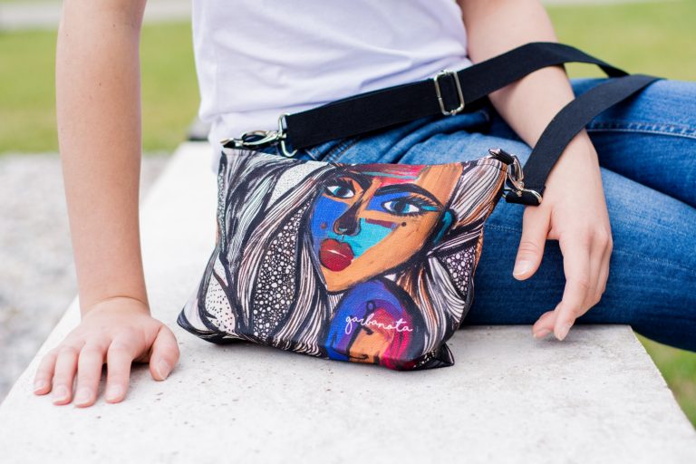 Two-in-One Crossbody Bag with Original Artwork – Stylish & Versatile by Garbanota at www.brixbailey.com