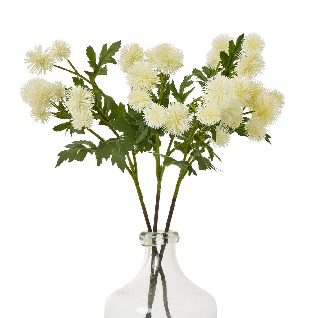 Cream faux globe thistle spray with lifelike texture, 56cm tall, perfect for modern or rustic home decor by Sostter at brixbailey.com