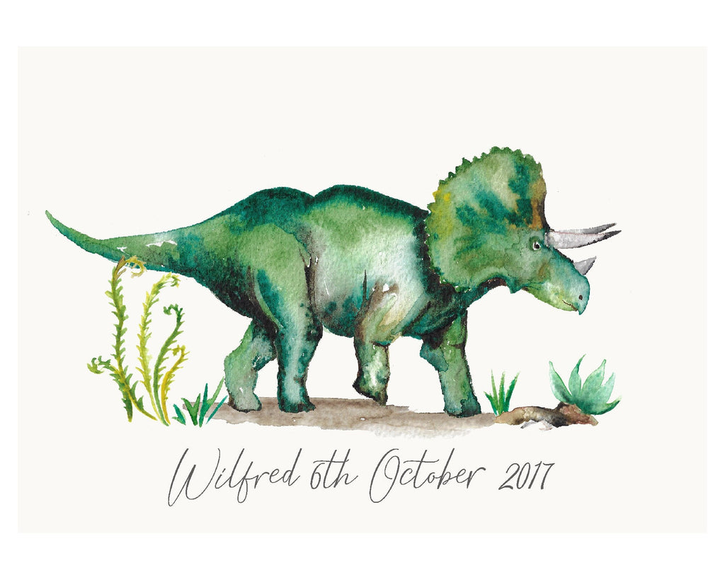 Triceratops Watercolour Wall Print