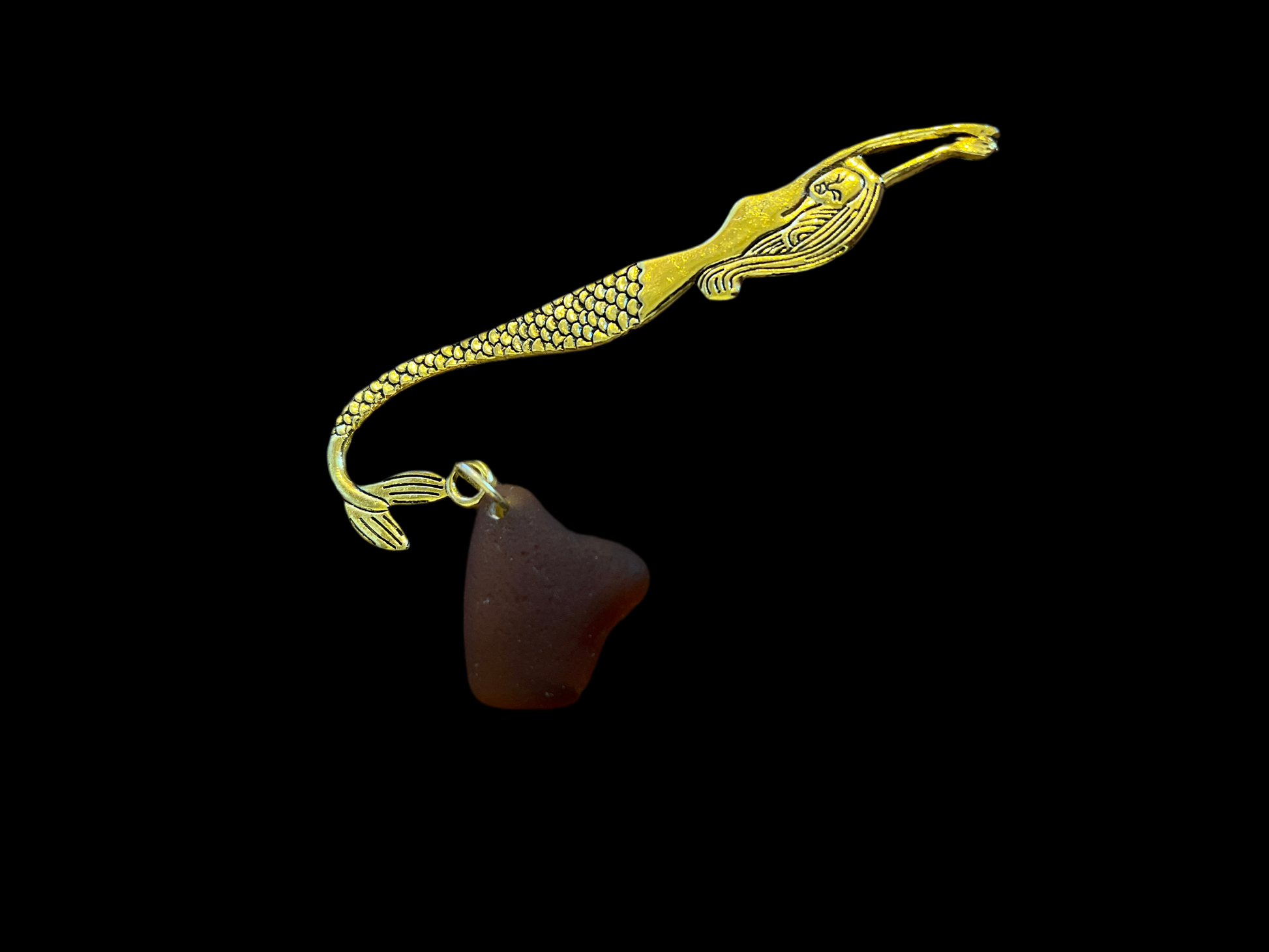 Seaglass Mermaid Tail Bookmark Gold