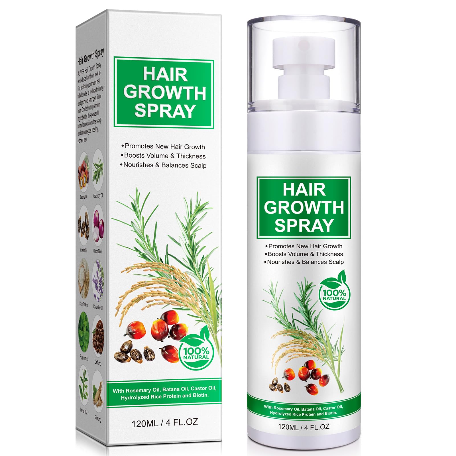 Hair Growth Serum Spray 120ml with Biotin, Batana and Rosemary