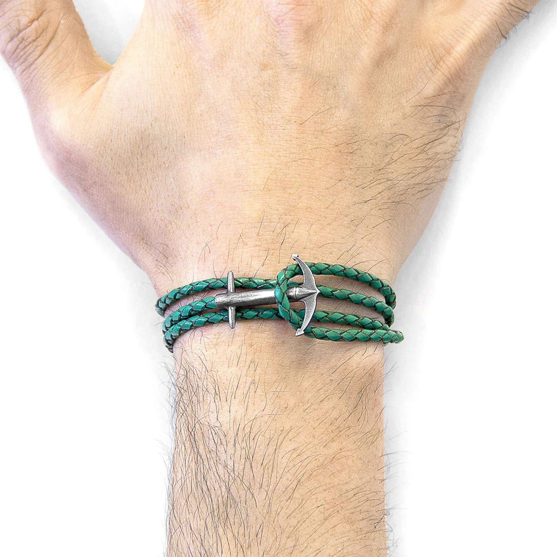 Admiral Anchor Silver & Braided Leather Bracelet - Ethically Handcrafted in Britain by ANCHOR & CREW at www.brixbailey.com