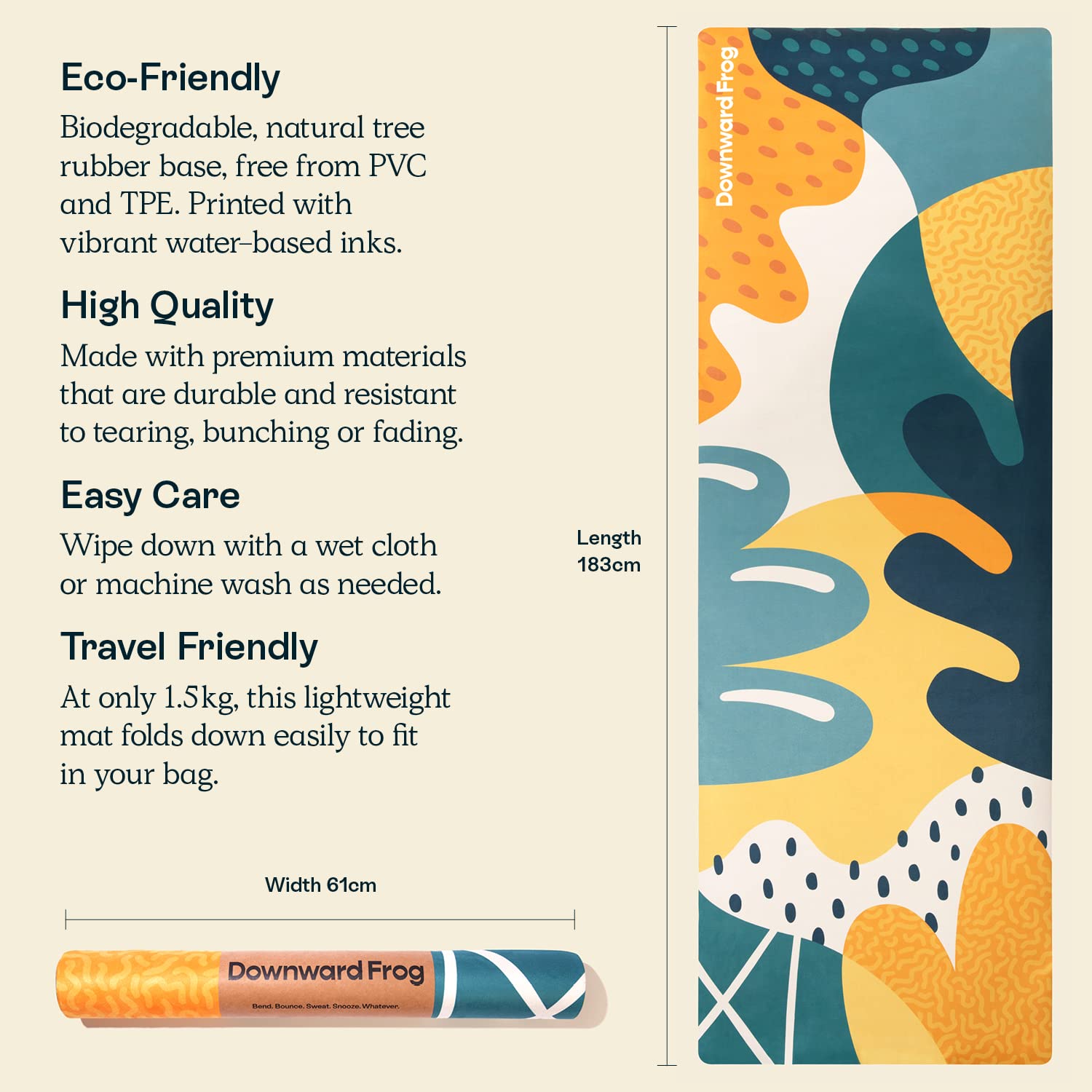 Downward Frog Printed Yoga Mat for Hot Yoga Bikram and Pilates