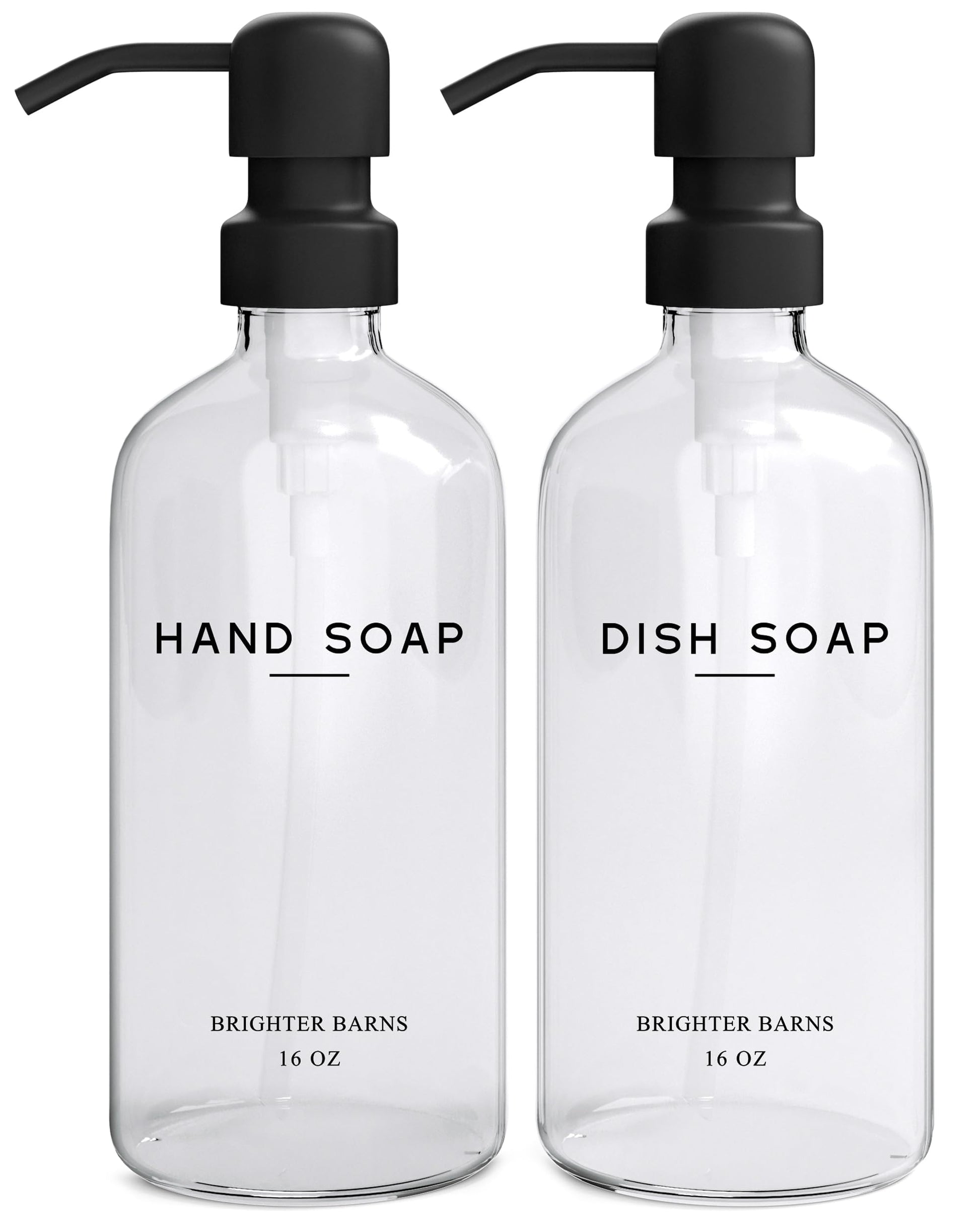 Clear Glass Soap Dispenser Set with Stainless Steel Pumps