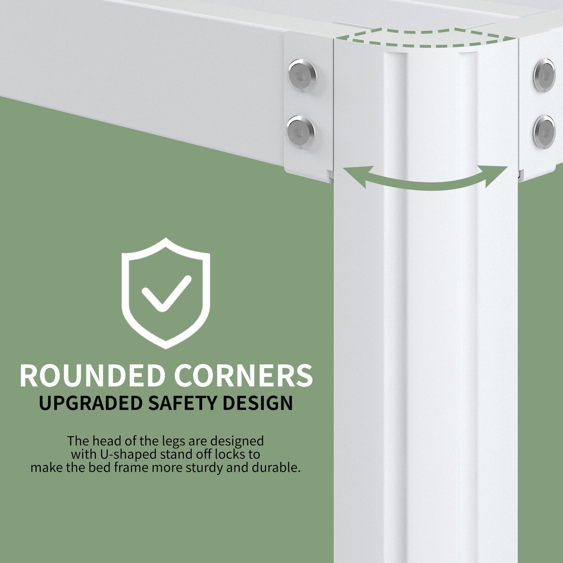 Teen Metal Bed Frame 90 x 200 cm Single with Round Legs White