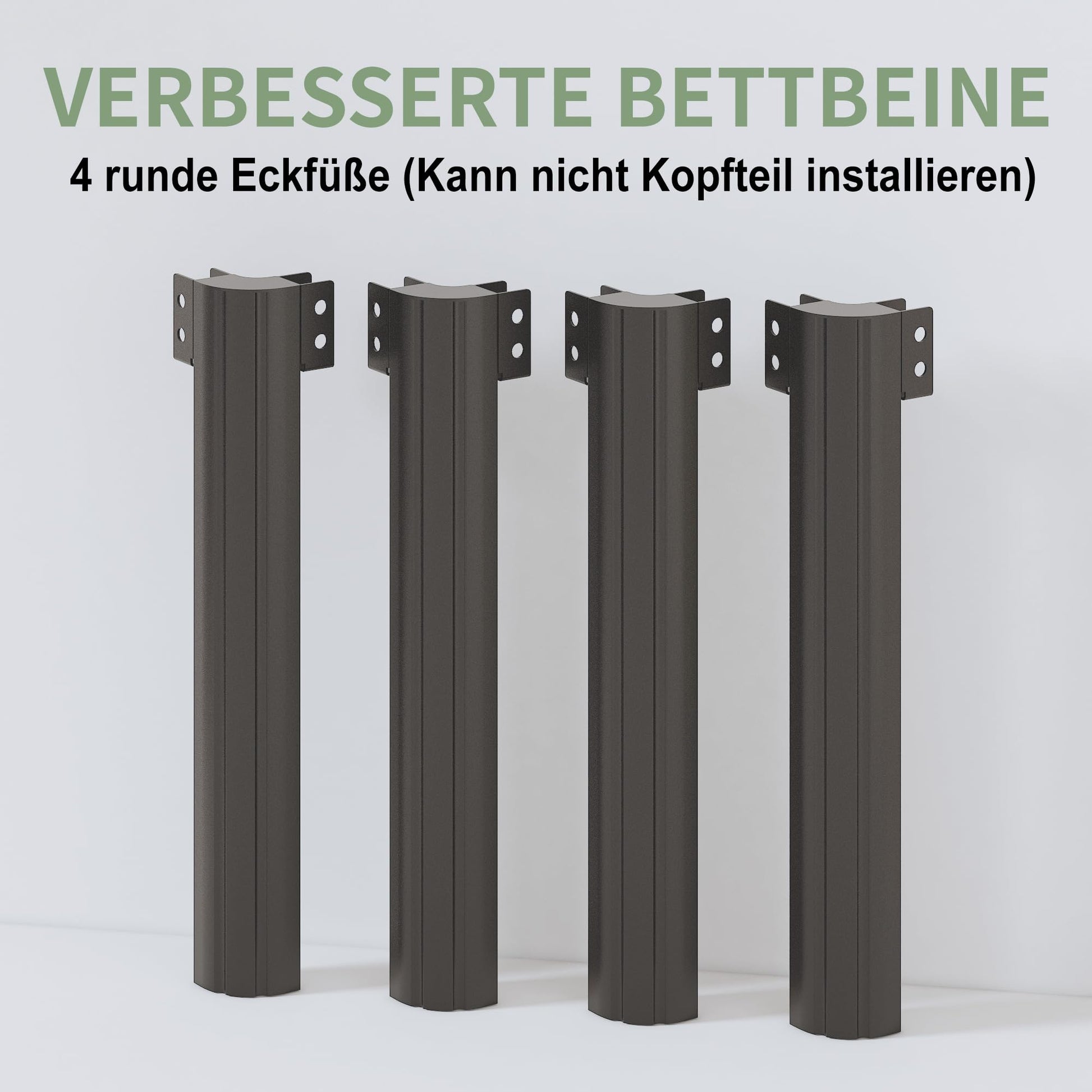 High Metal Bed Frame 90 x 200 cm Single with Round Legs and Slatted Support