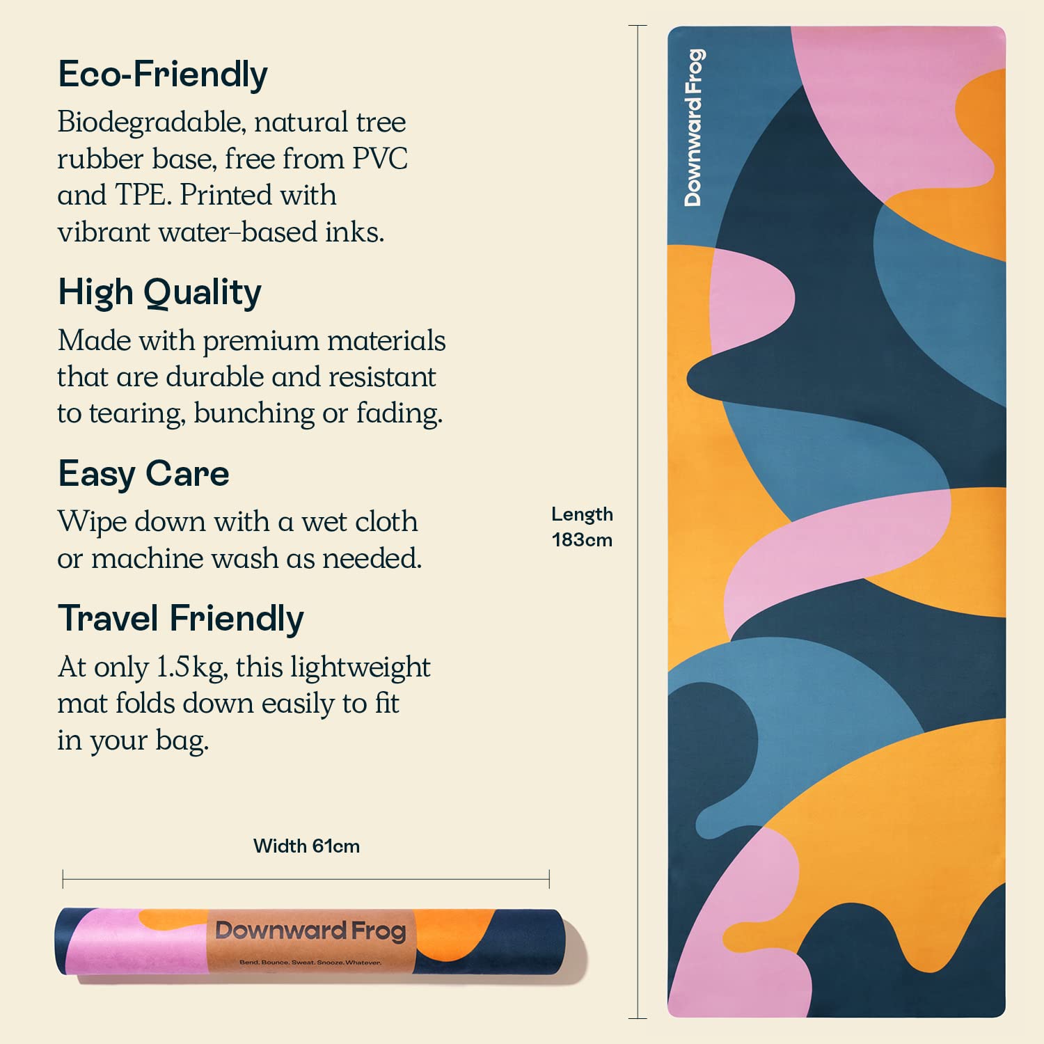 Downward Frog Printed Yoga Mat for Hot Yoga Bikram and Pilates