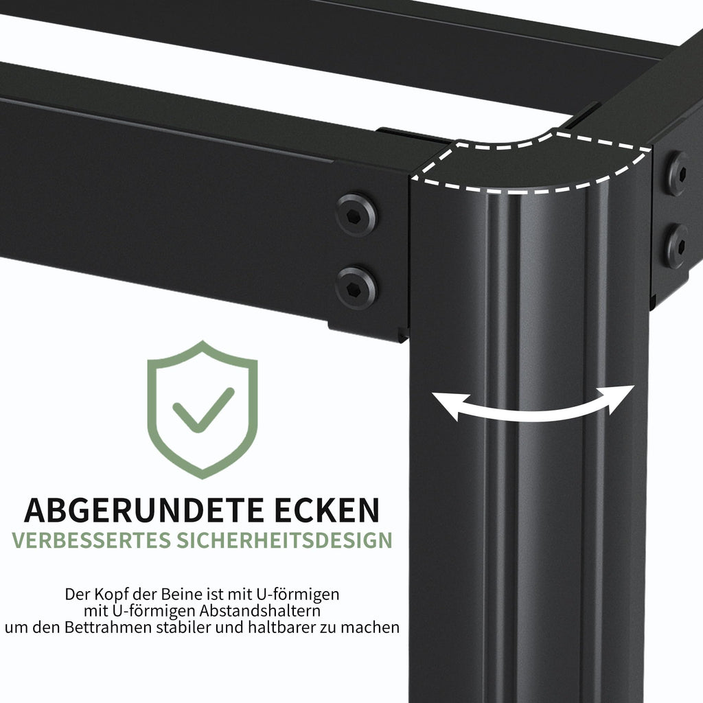 High Metal Bed Frame 90 x 200 cm Single with Round Legs and Slatted Support