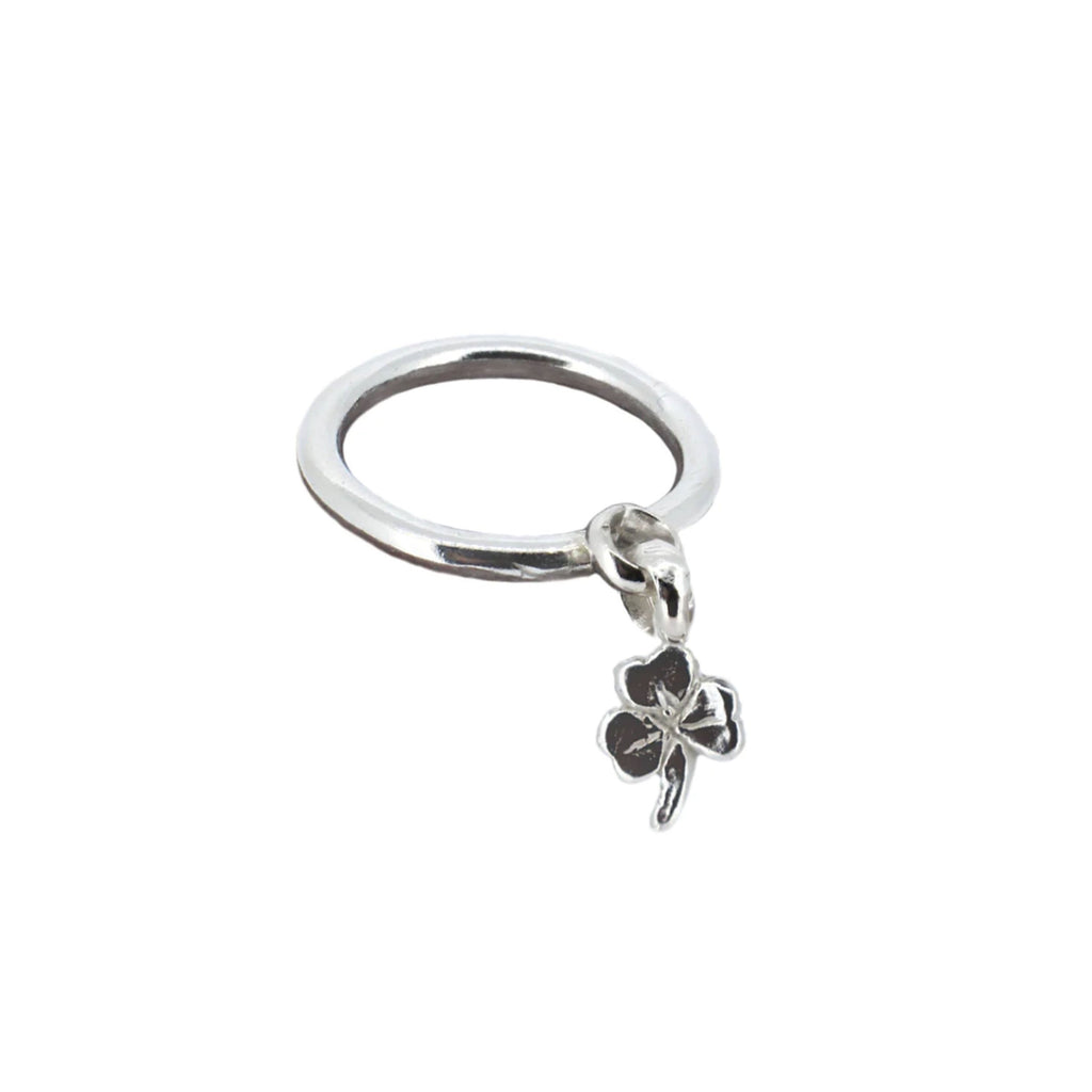Lucky Clover Dangle Ring Sterling Silver