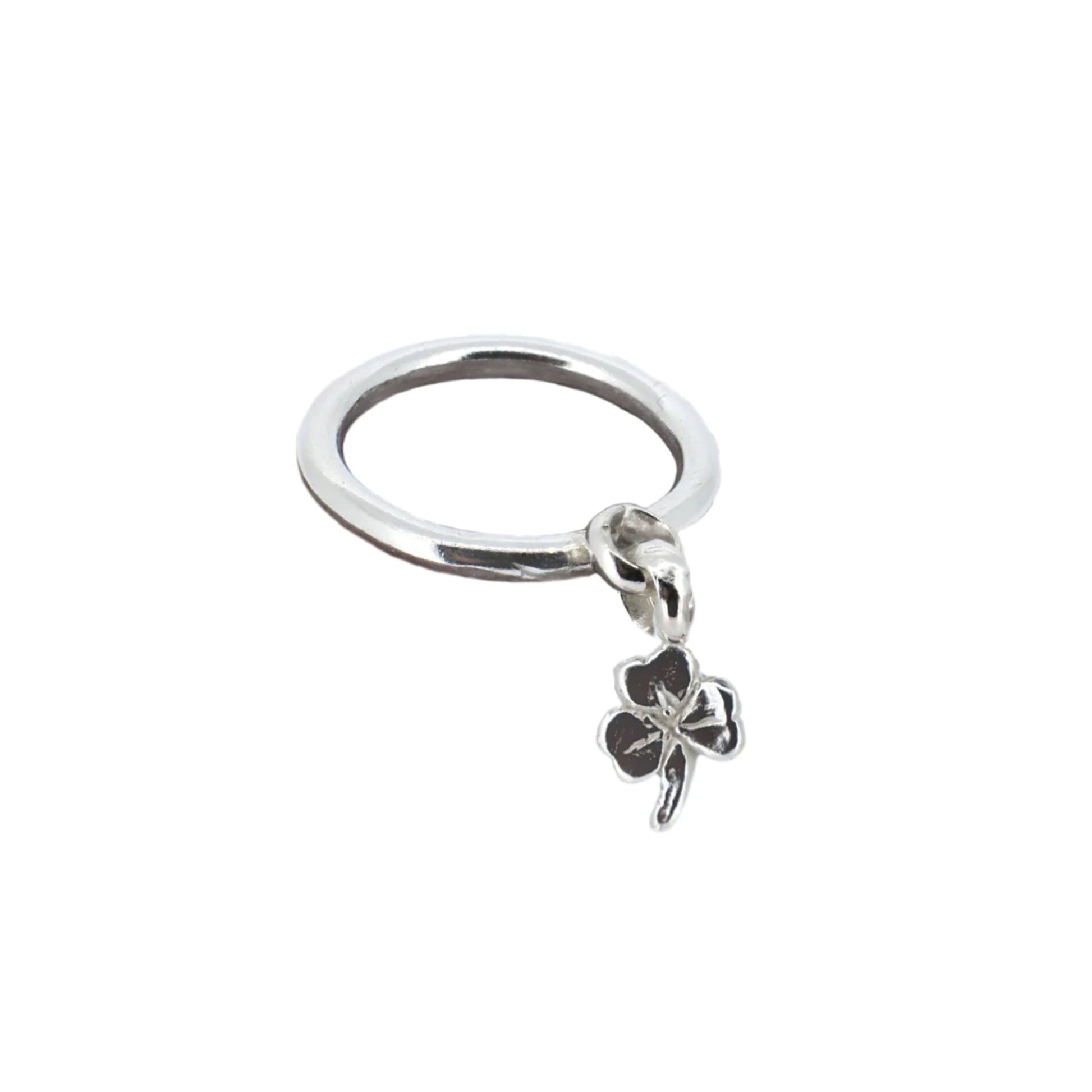 Lucky Clover Dangle Ring Sterling Silver