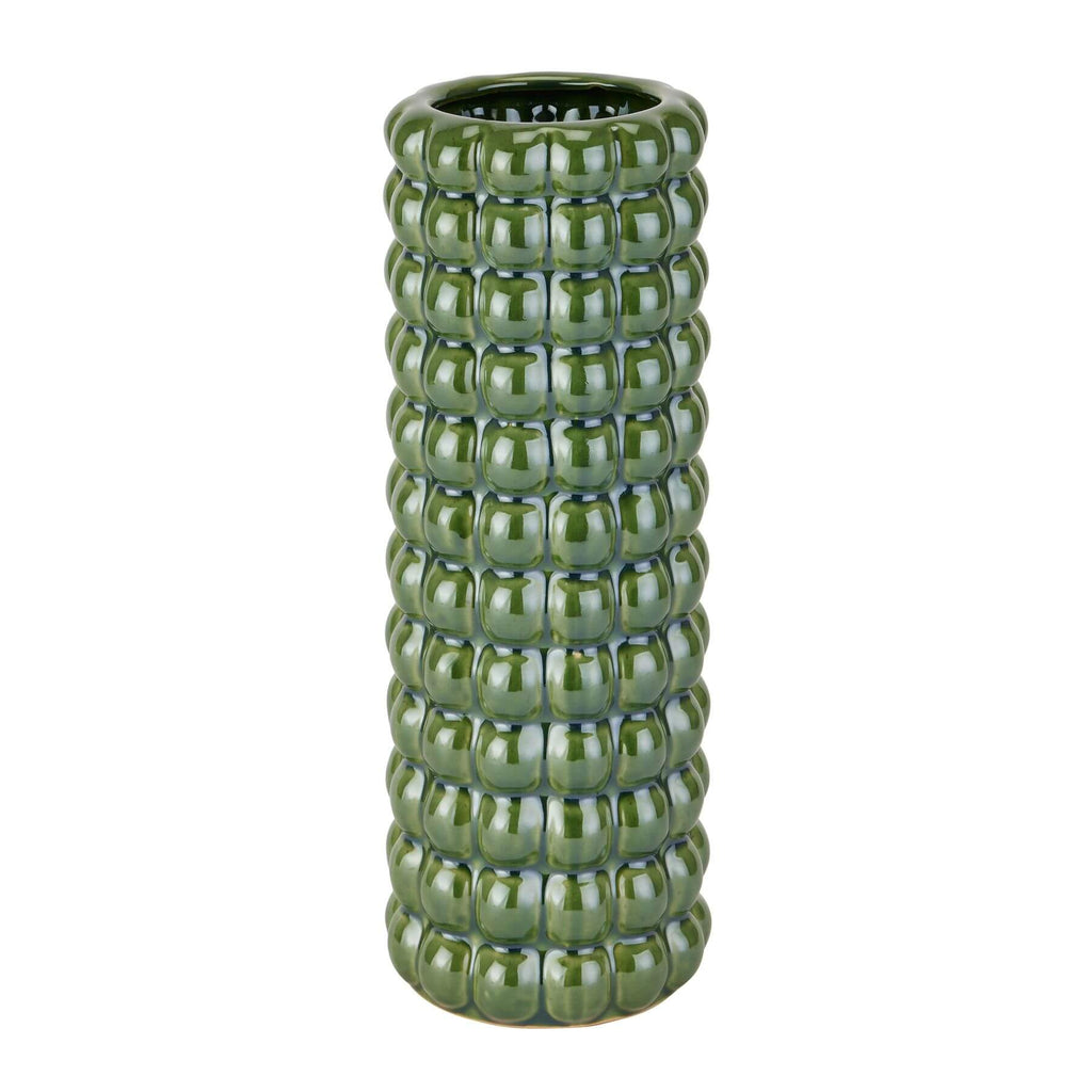 Handcrafted olive bubble vase with textured ceramic glaze, organic sculptural centerpiece for floral arrangements. by RoomLondon at brixbailey.com