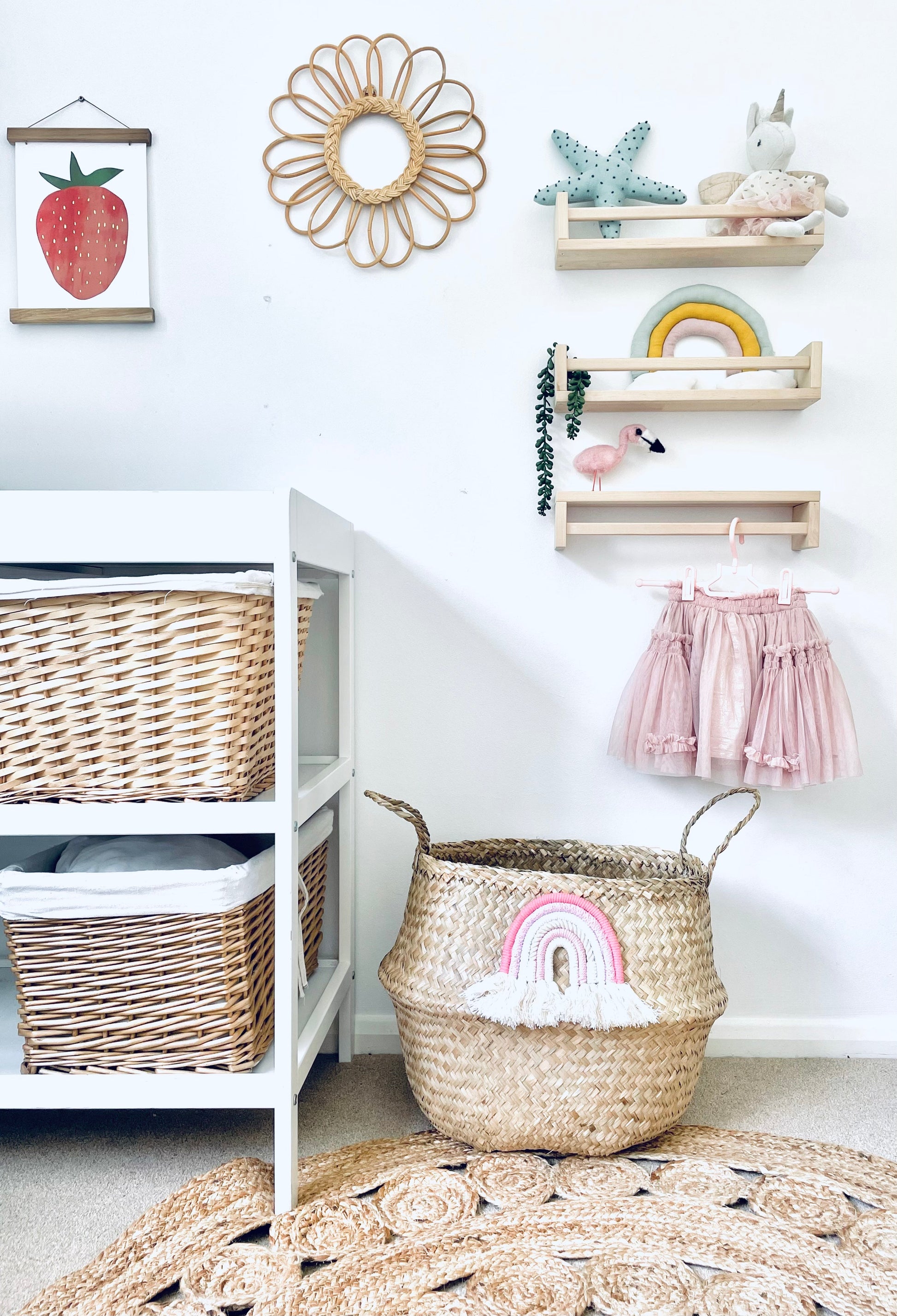 Pastel macrame rainbow basket - Extra Large