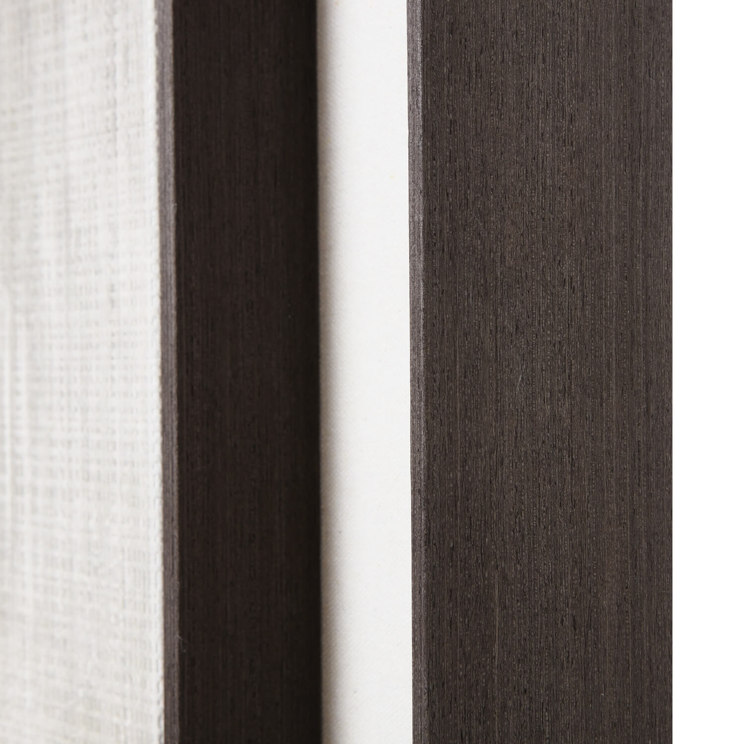 Large abstract linen artwork in neutral earth tones, framed in dark wood, perfect for modern minimalist interiors. by sostter at brixbailey.com