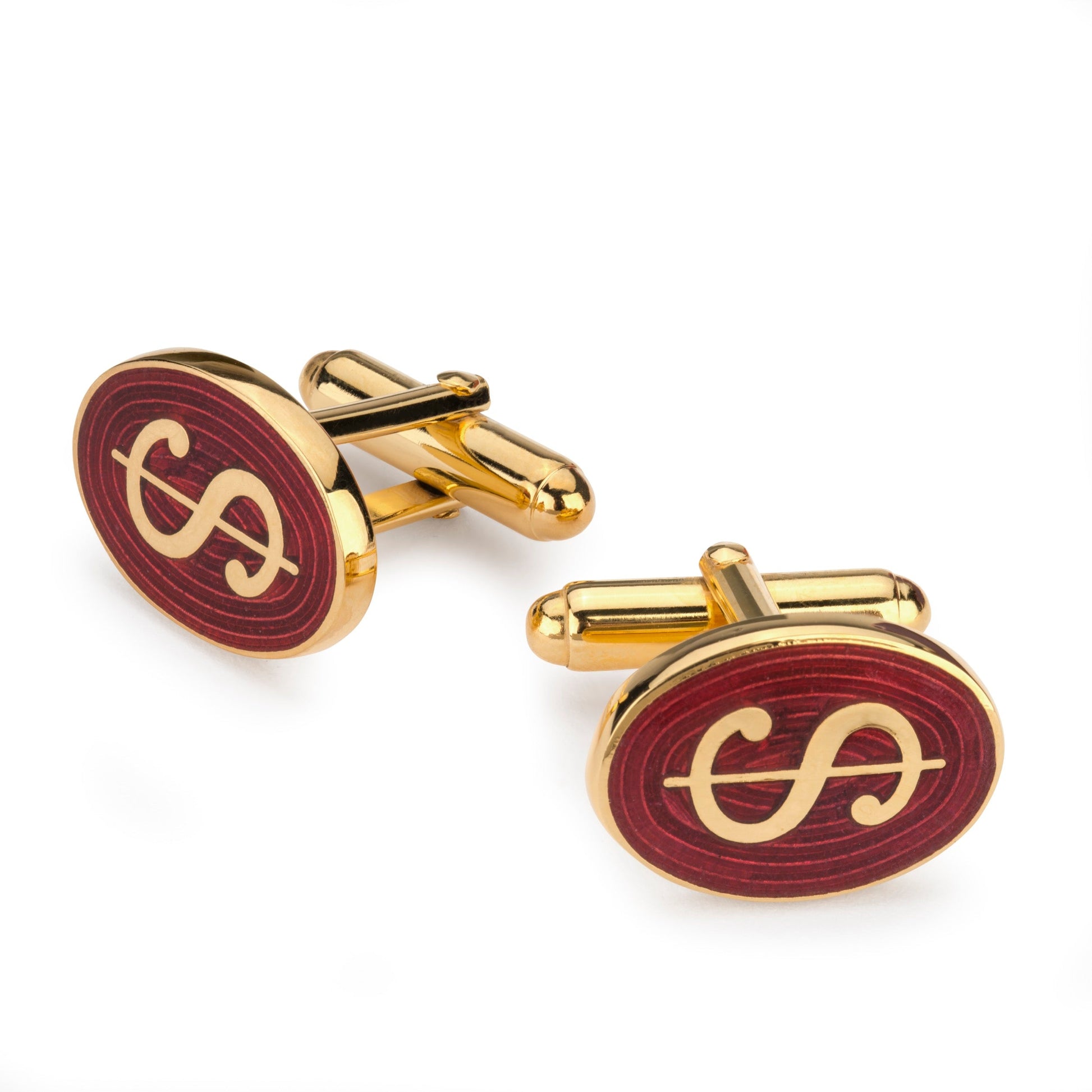 Red Enamel Dollar Cufflinks