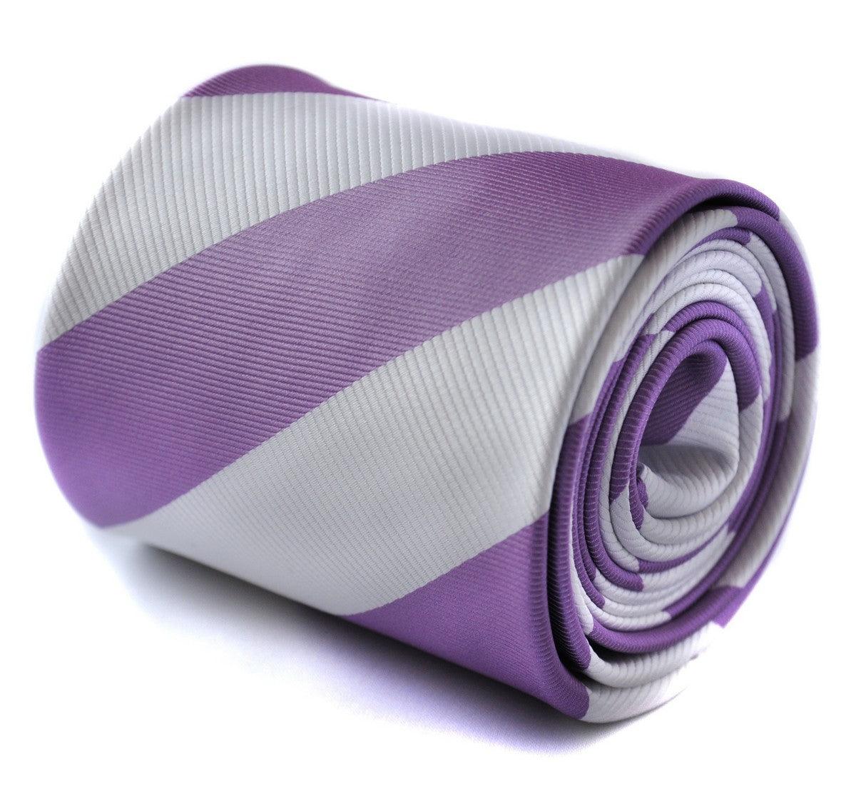 Lilac Purple and White Barber Striped Tie