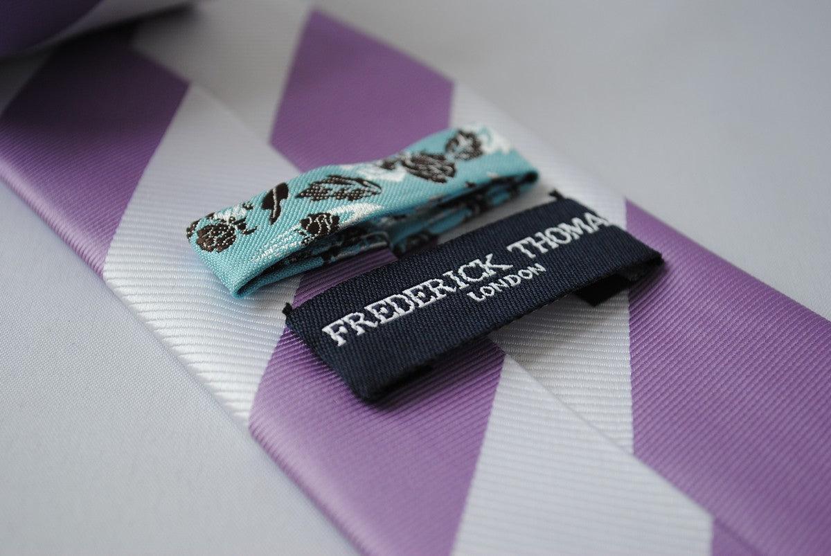Lilac Purple and White Barber Striped Tie