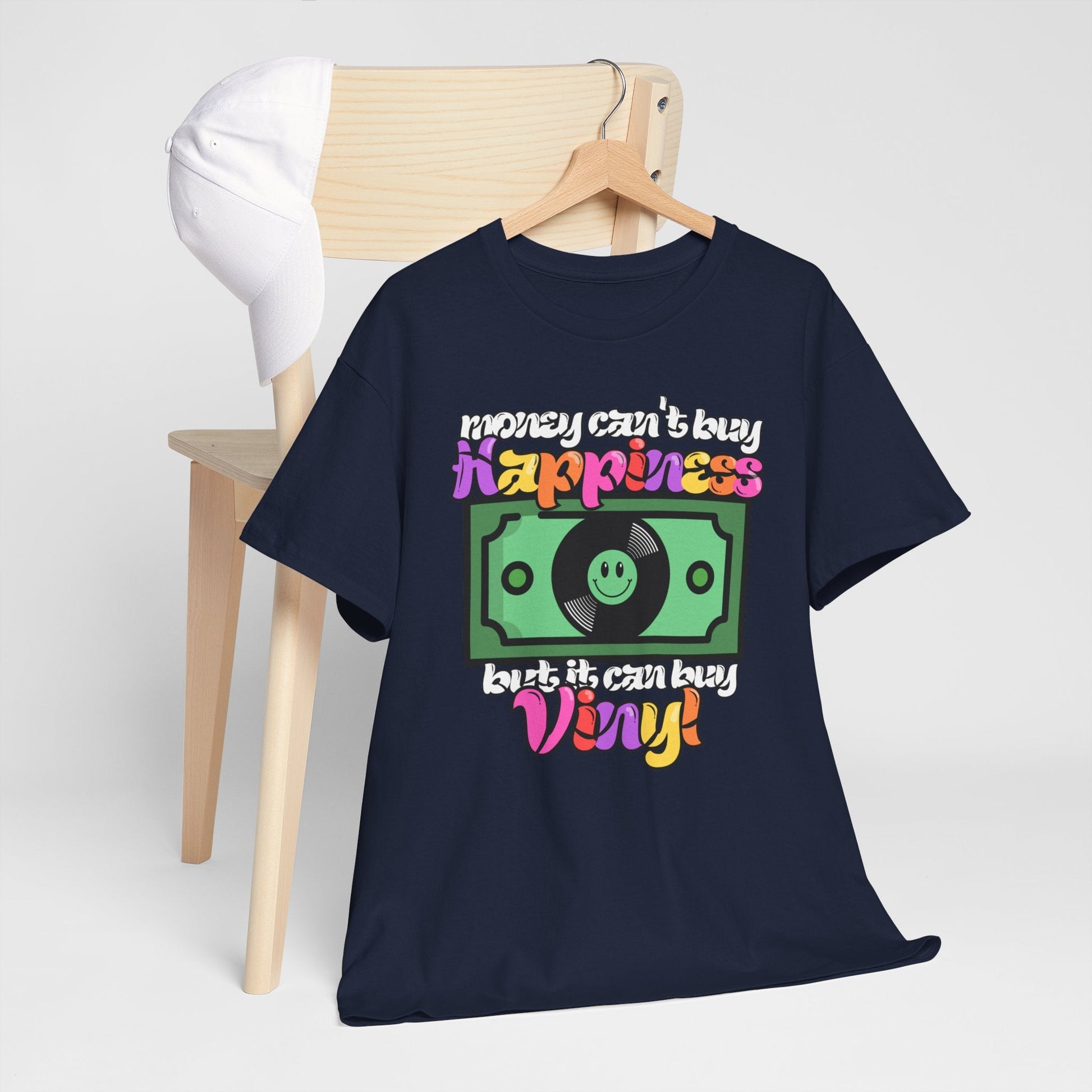 Money Can't Buy Happiness Men's Vinyl Record T-Shirt