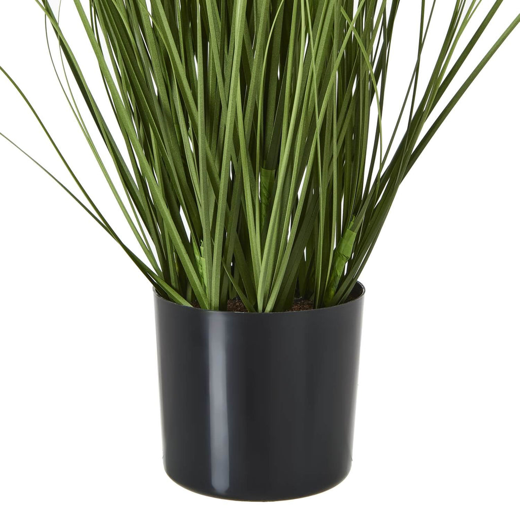 Purple faux agapanthus arrangement in black pot with emerald green stems, lifelike artificial flowers for home decor by Sostter at brixbailey.com