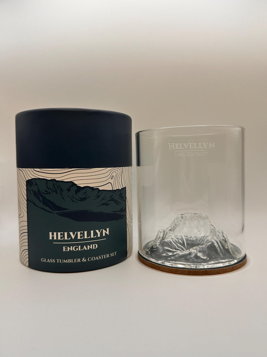 Helvellyn Glass Tumbler and Coaster Set Lake District Mountain Gift