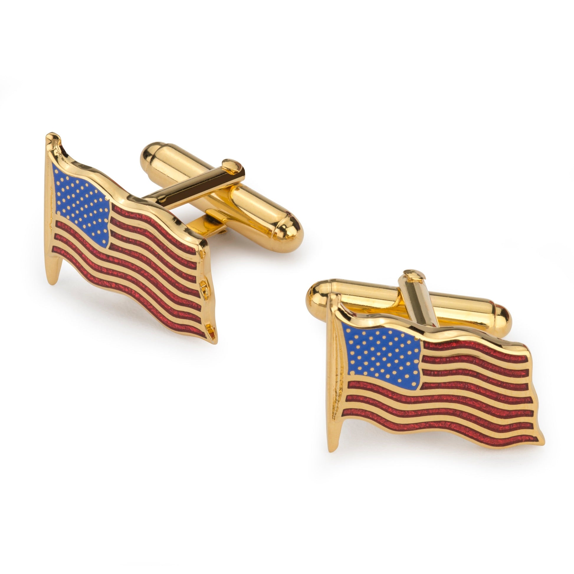 USA American Flag Cufflinks in Gold