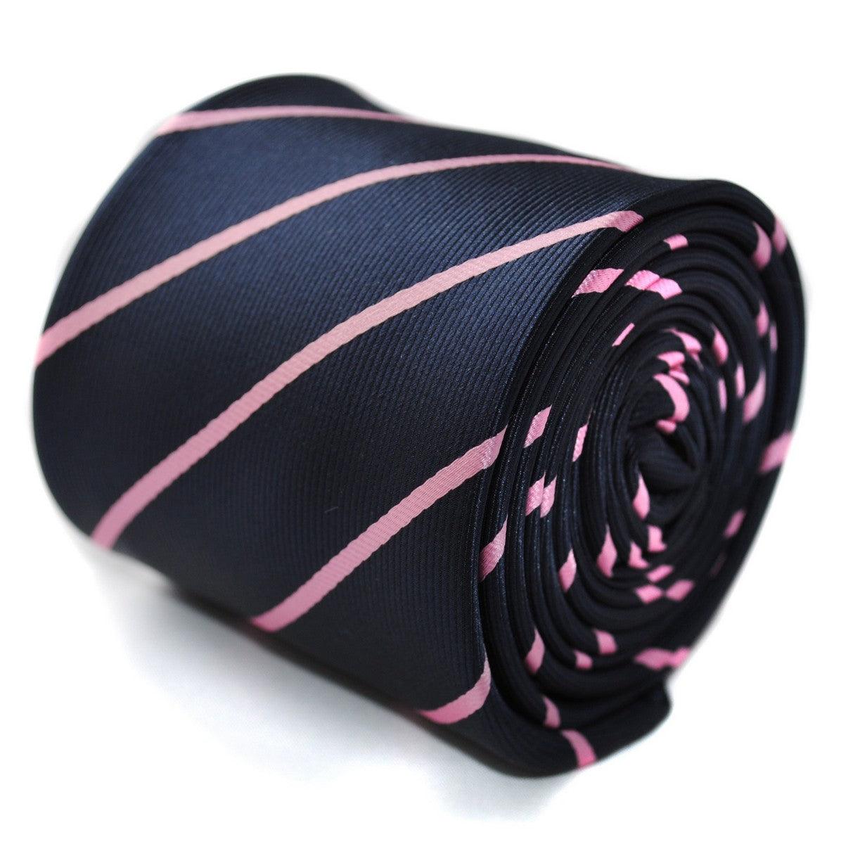 Navy Blue and Light Pink Club Striped Tie