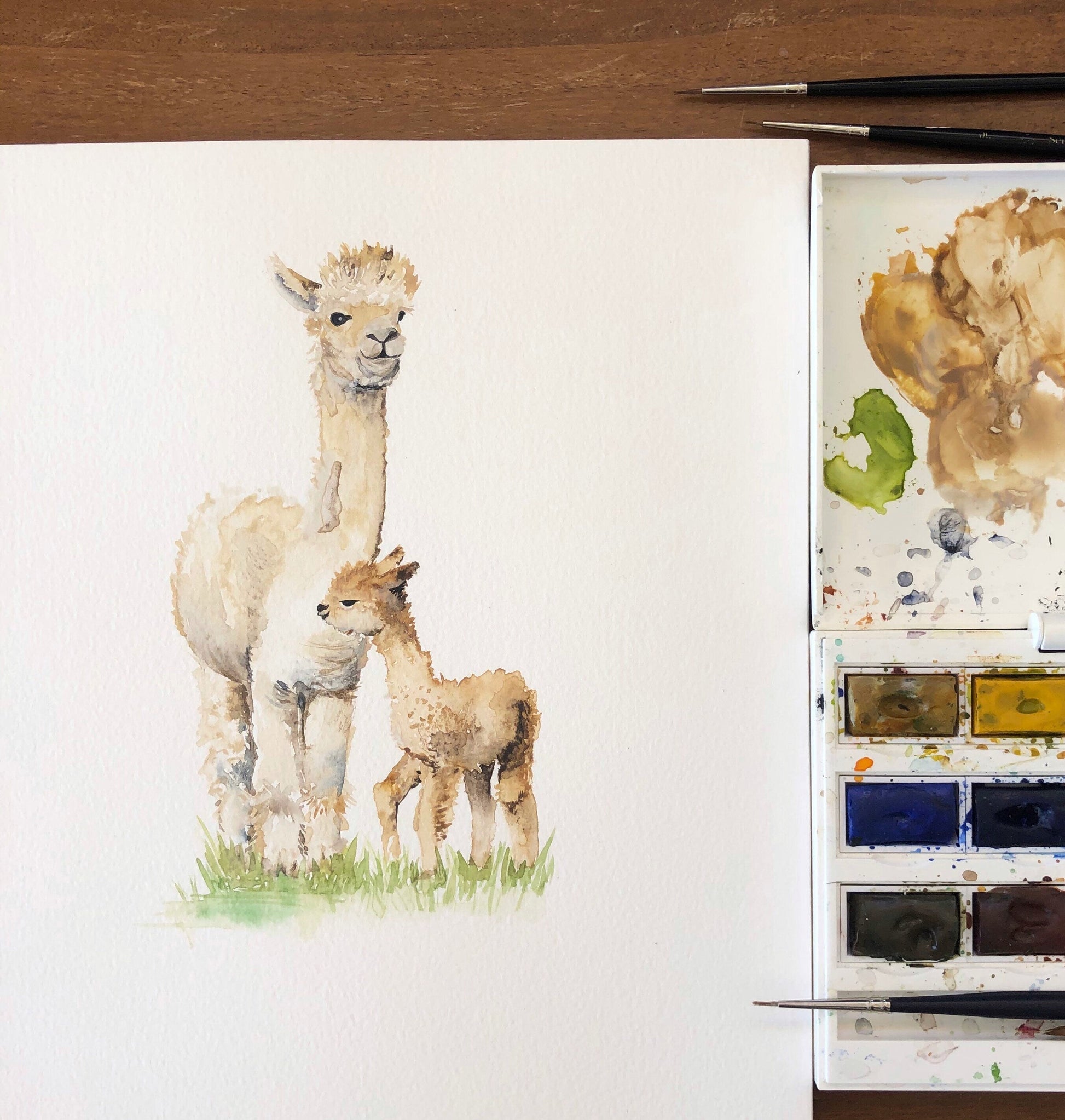 Personalised Alpaca Watercolour Art Print for Nursery and Kids Rooms