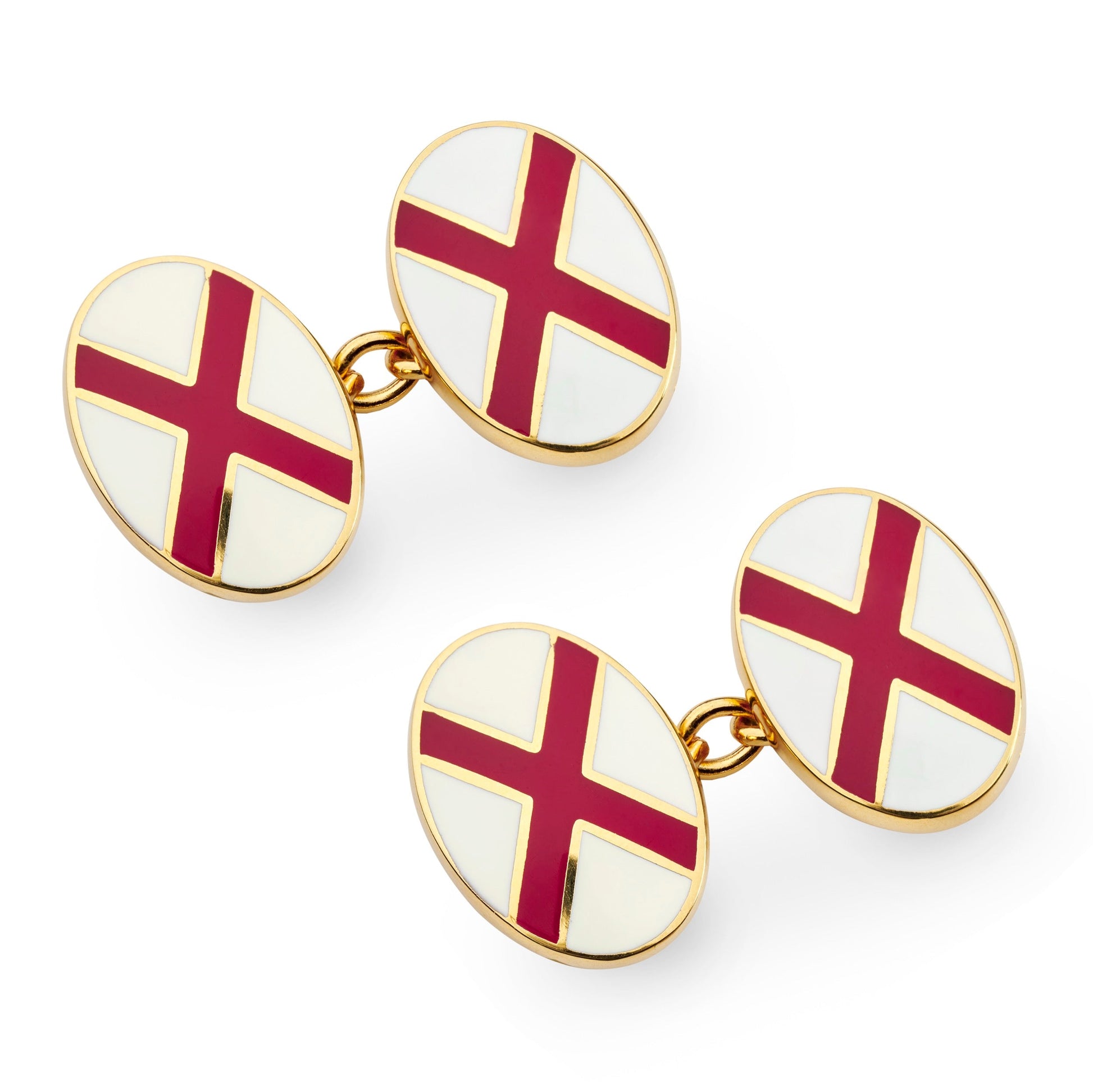 St Patricks Cross Enamel Chain Cufflinks in Gold