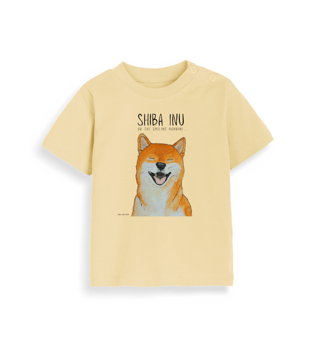 Tiny Tornado in Training Baby Tee with Smiling Shiba Inu