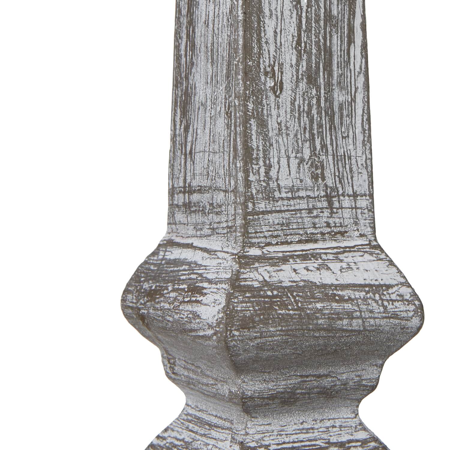 Capsa Column Table Lamp with linen shade, distressed wood base in elegant grey, rustic modern home decor lighting by Sostter at brixbailey.com