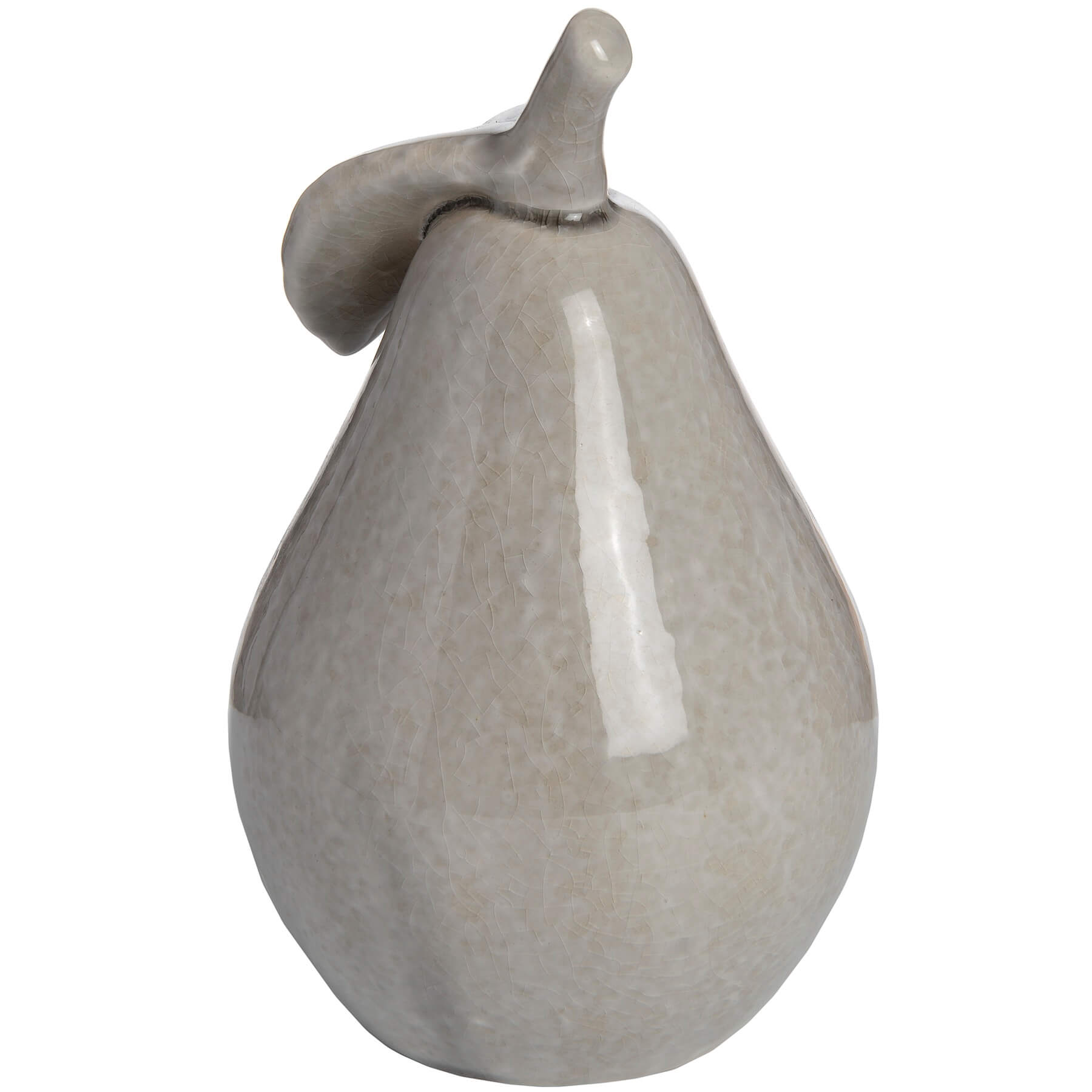 Handcrafted antique grey ceramic pear ornament with crackle-glaze finish, perfect for home decor. by RoomLondon at brixbailey.com