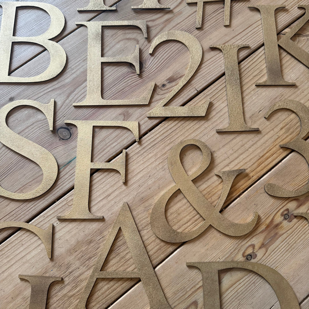 Distressed Gold Metal Letters A-Z 0-9 in 5 inch or 12 inch