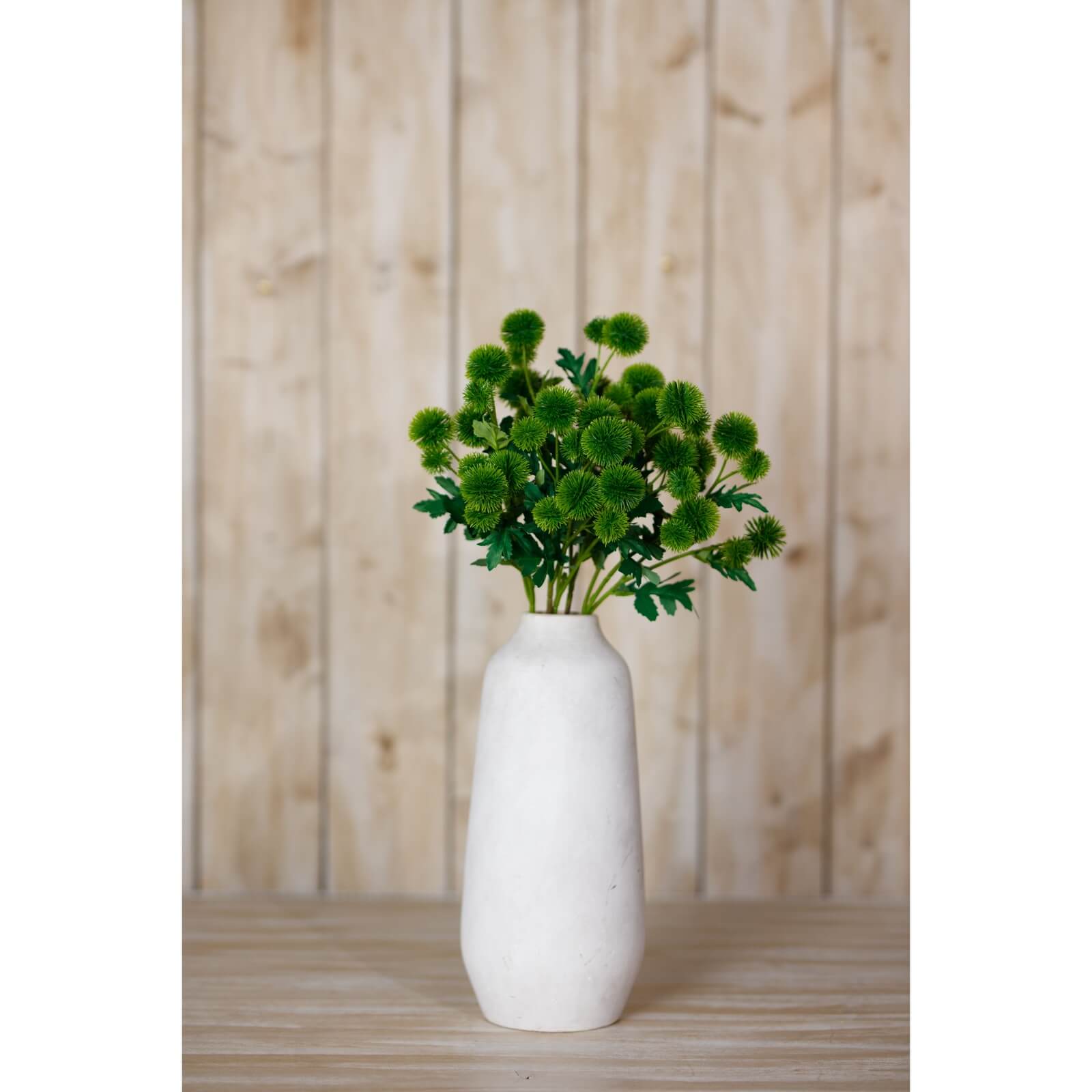 Green Globe Thistle Spray faux floral arrangement in natural green tones, 56cm tall, for home decor by sostter at brixbailey.com