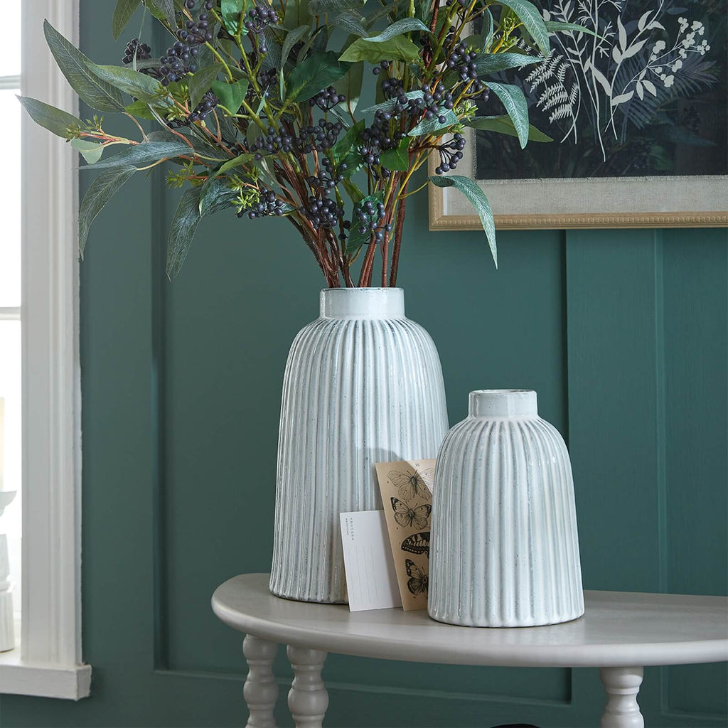 White ceramic bell vase with smooth finish, modern minimalist design, 20cm height, elegant home decor centerpiece. by Sostter at brixbailey.com