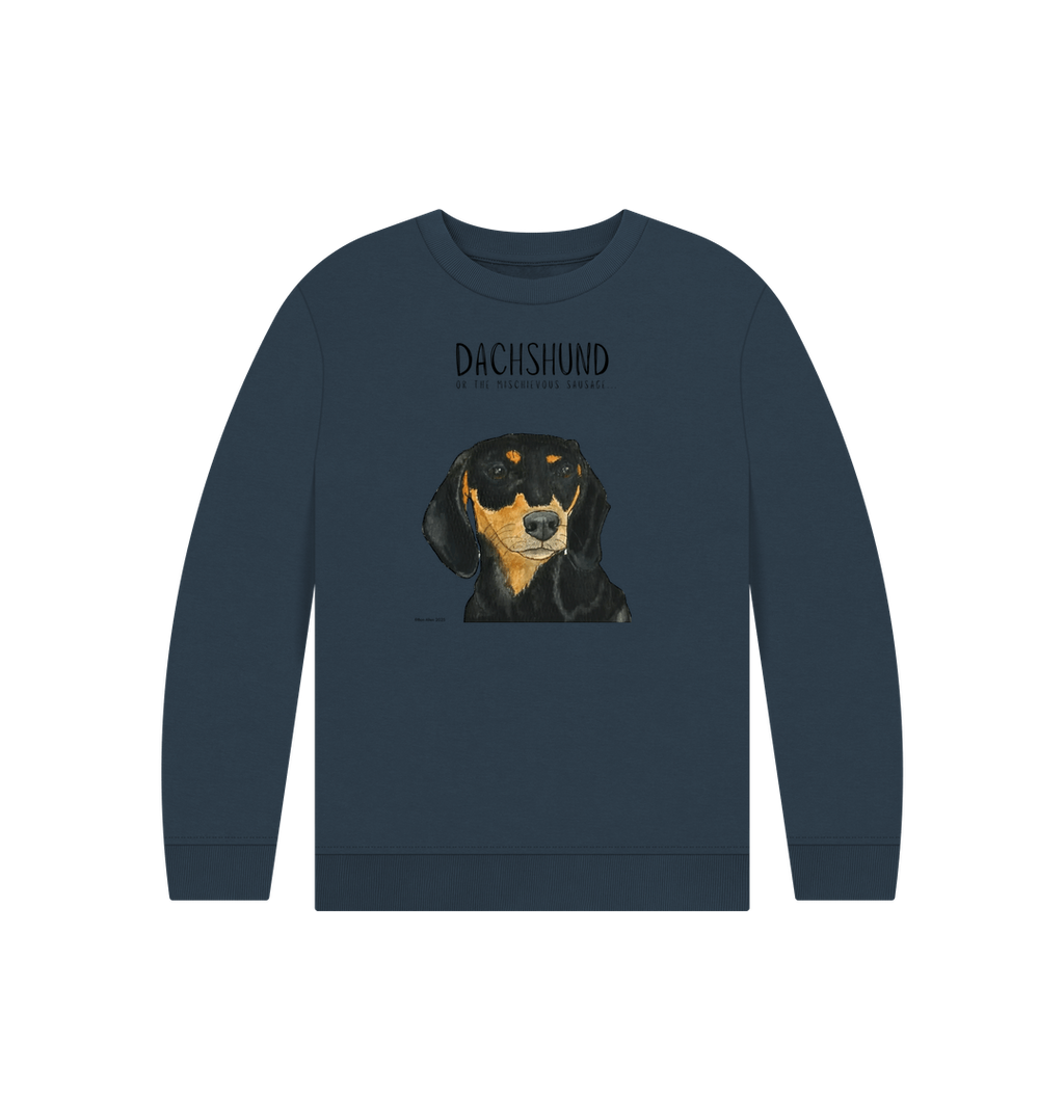 Snuggly Black and Tan Sausage Dog Kids Sweatshirt