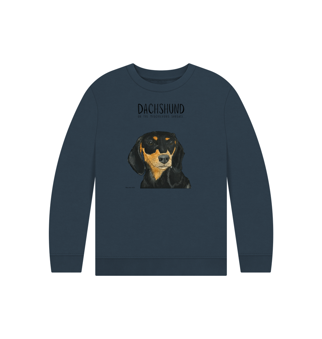 Snuggly Black and Tan Sausage Dog Kids Sweatshirt