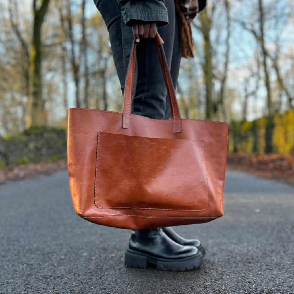 Leather Tote Bag for Work and Travel