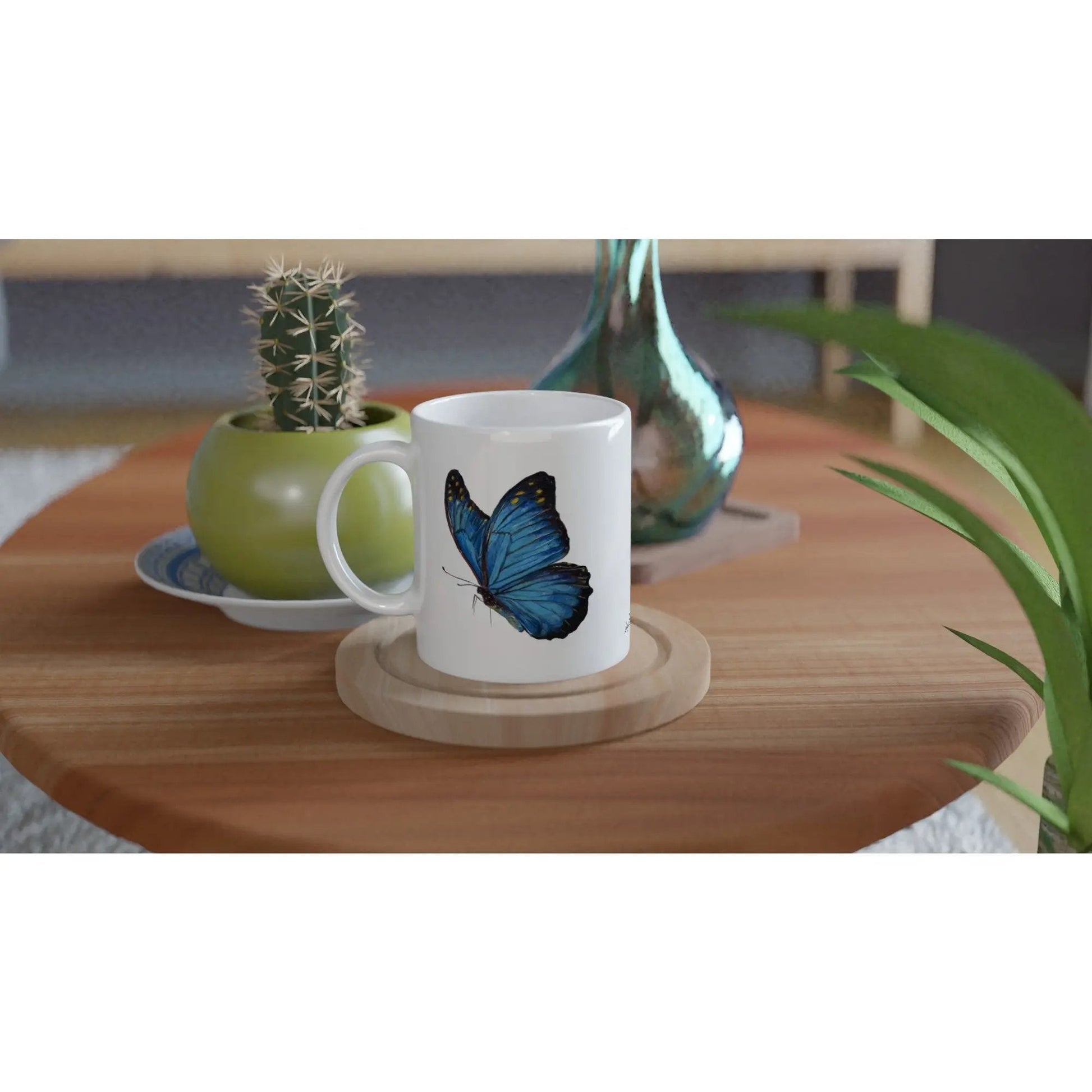 Blue Butterfly 11oz Ceramic Coffee Mug