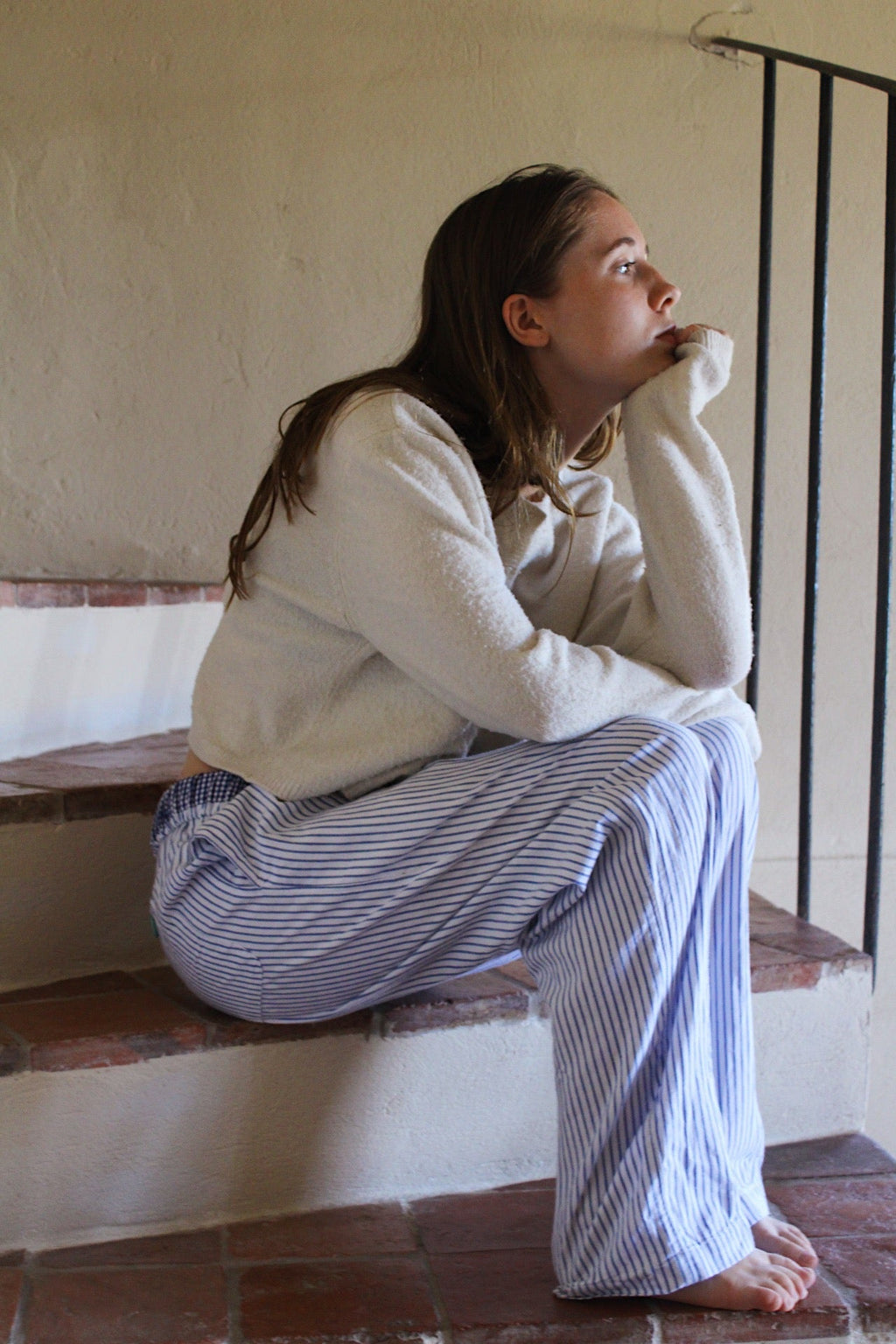 Women Monk Seal Loungers Blue Striped