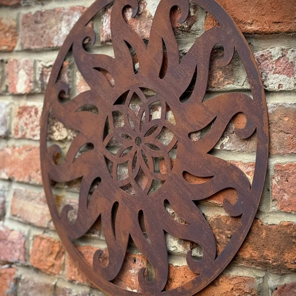 Rusty Metal Sun Wall Decoration 55cm