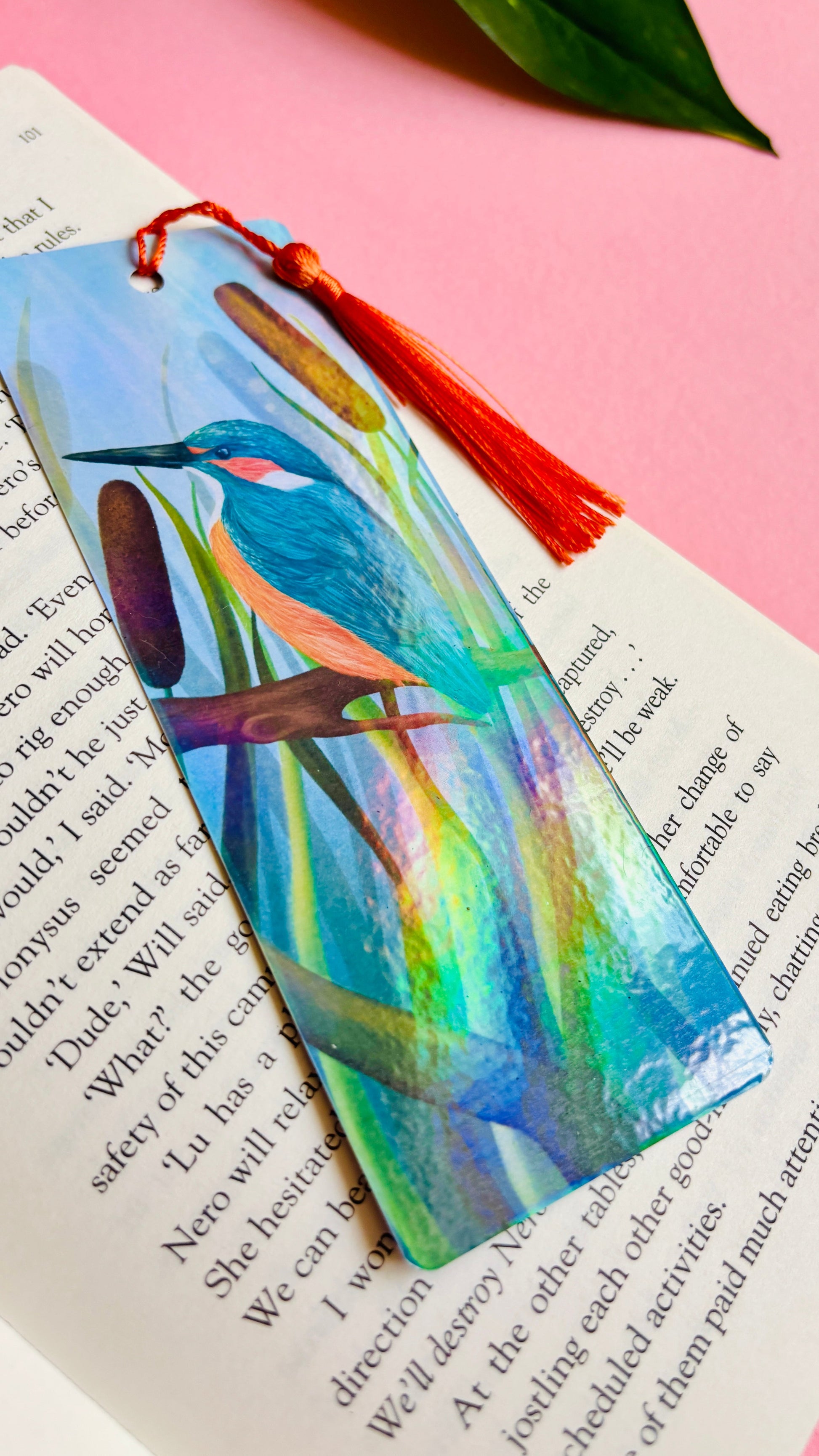 Handmade Kingfisher Holographic Bookmark