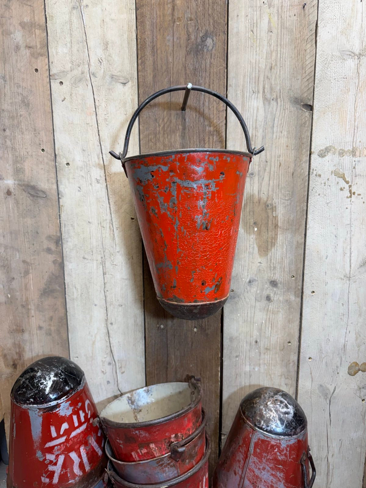 Vintage Galvanised Hanging Fire Bucket Plant Pot Planter