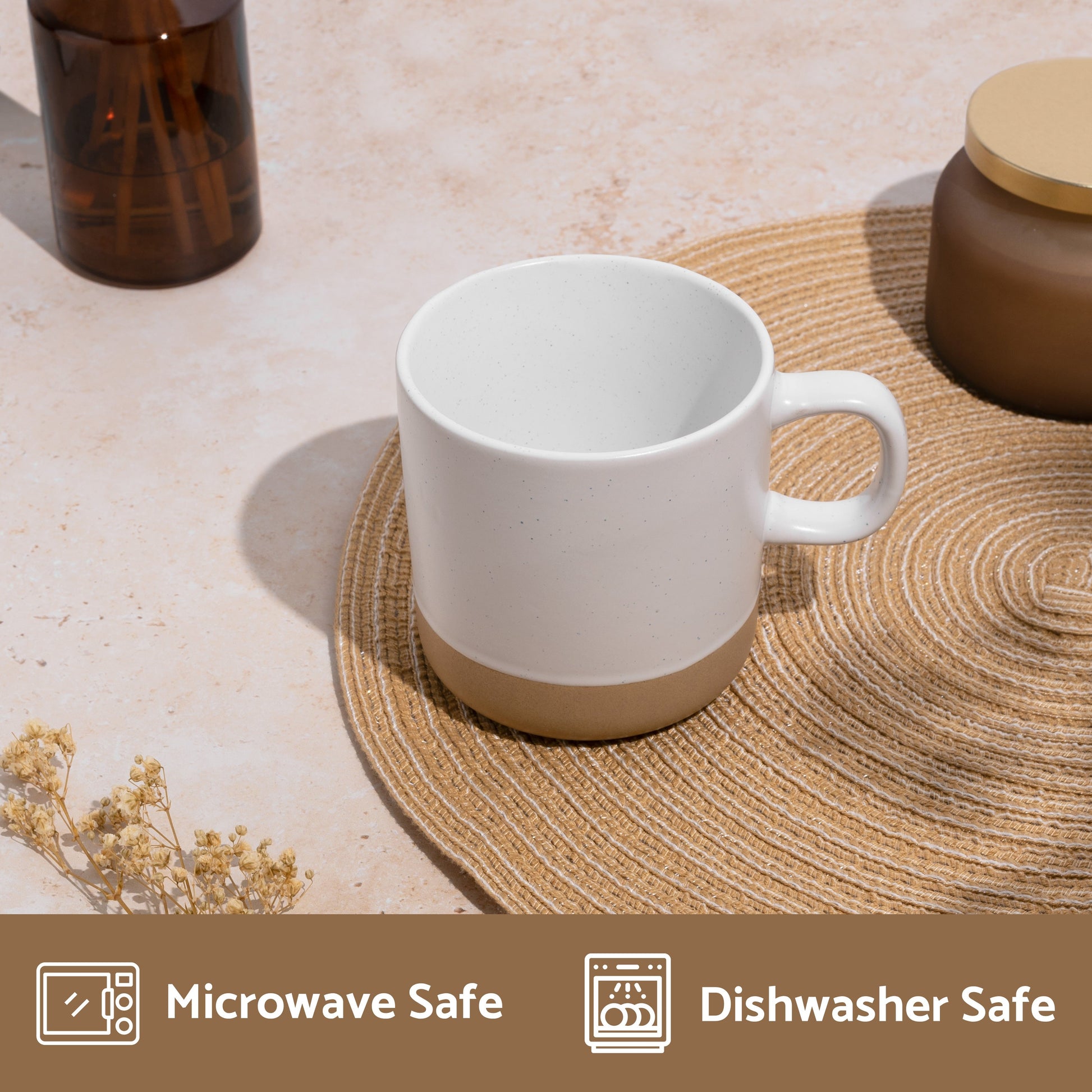 White Speckled Ceramic Coffee Mug 355ml