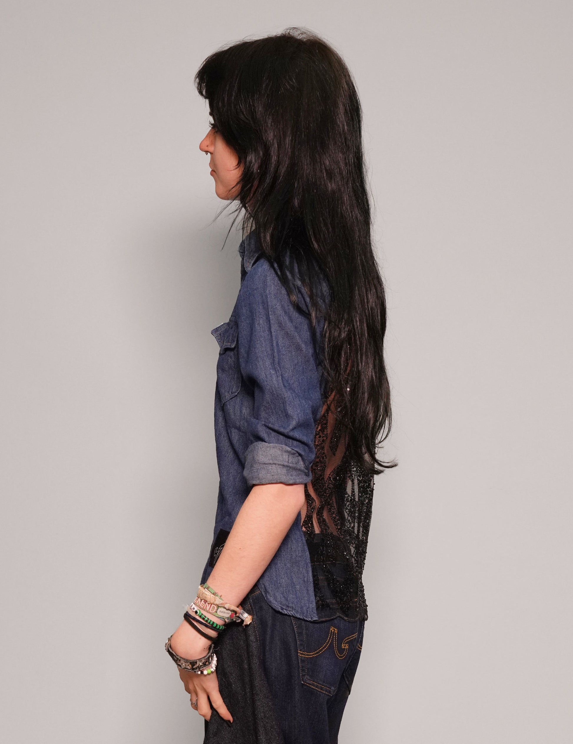 Party Back Shirt Slim Fit Black Sequin