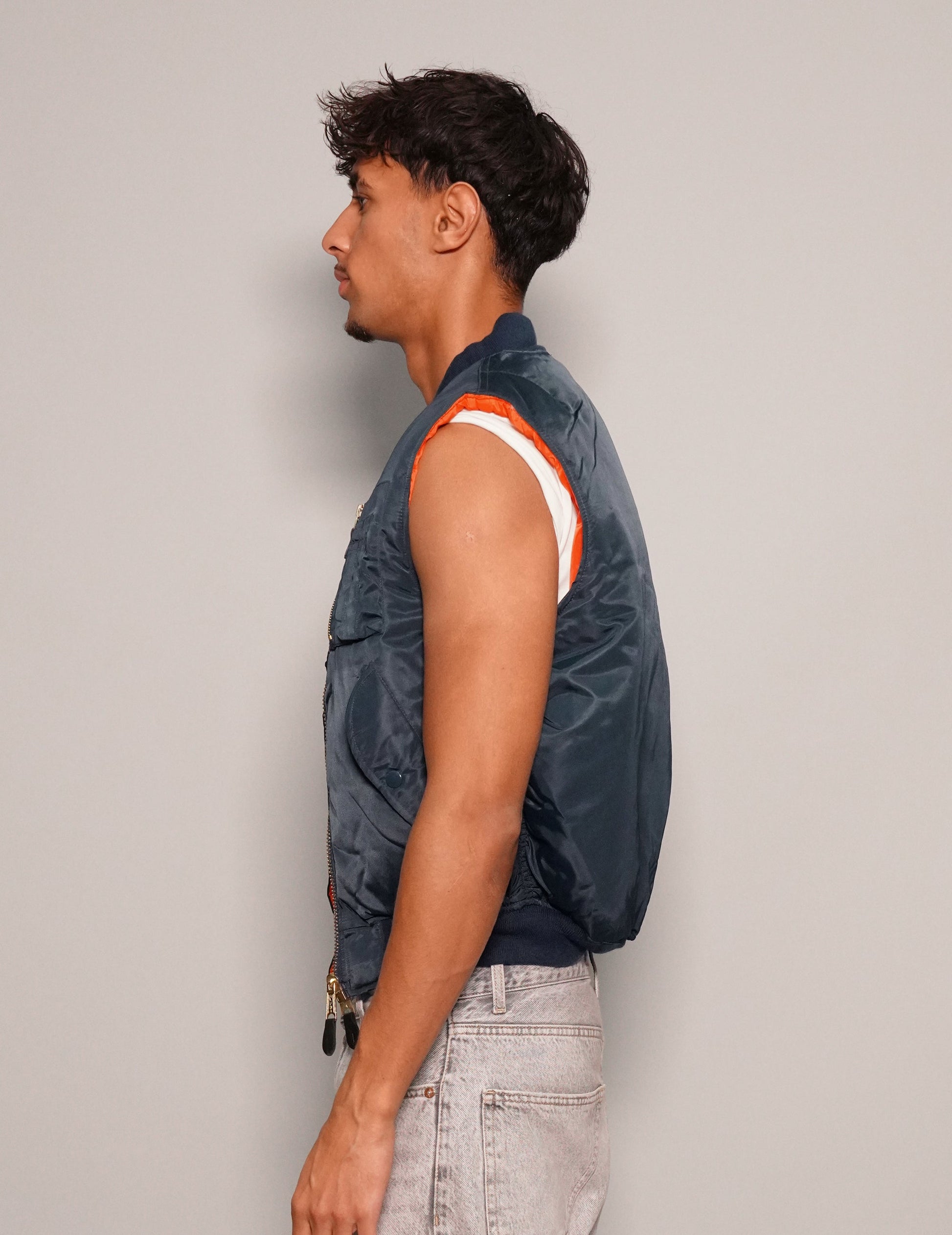 Navy Bomber Gilet Reversible