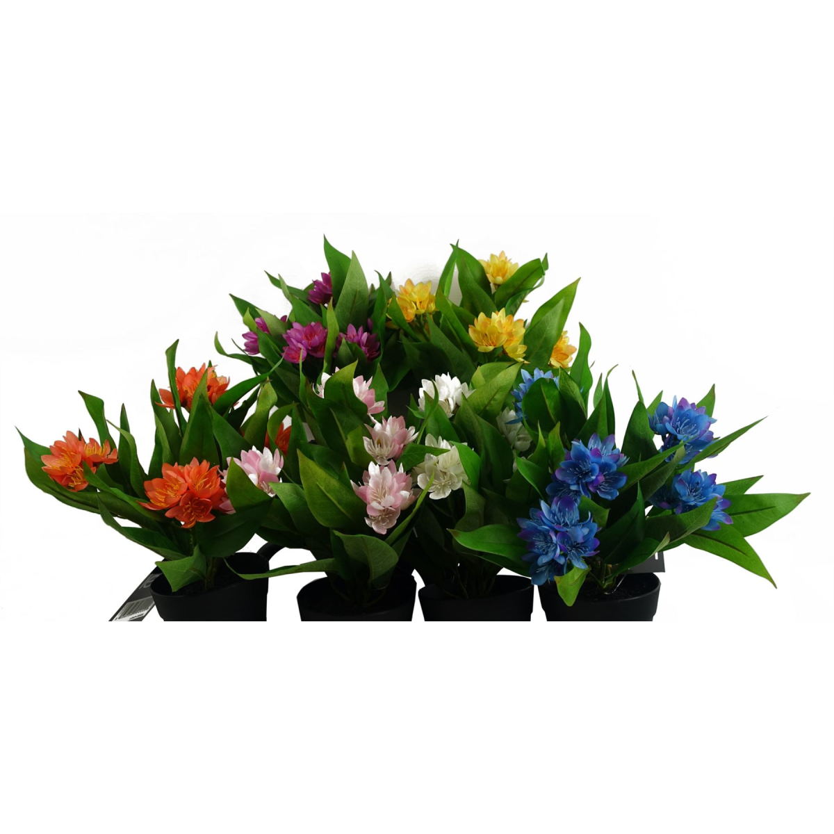 3 Pack Artificial Freesia Plants in Pink White and Blue
