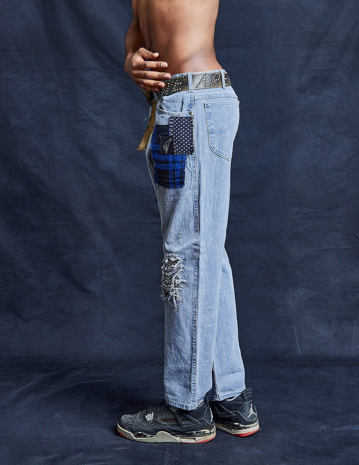 Distressed Knee Shibori Jeans