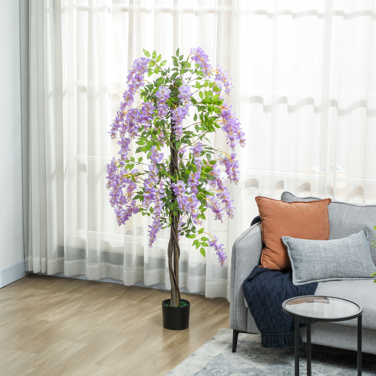 Artificial Wisteria Flower Plant 180cm Purple with 756 Leaves